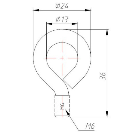 Gebogene Haken M6x6/36