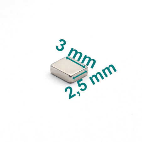 3 x 2,5 x 1 / N38 - Neodymium magnet (NdFeB)