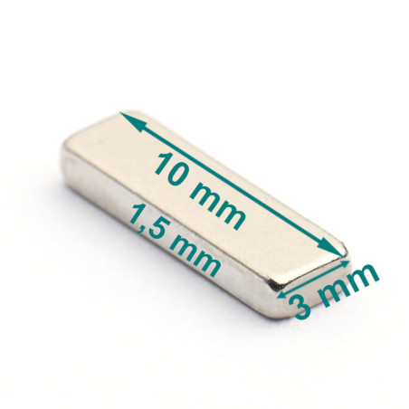 10 x 3 x 1,5 / N38 - magnet de neodim (NdFeB)
