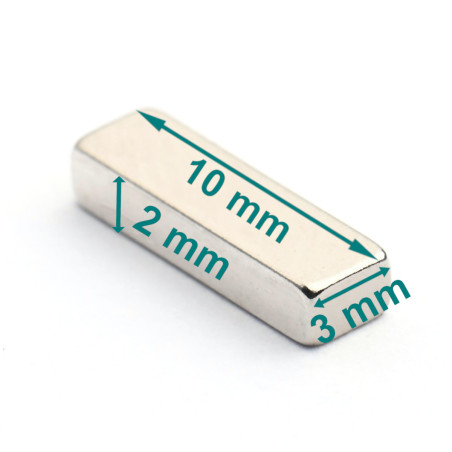 10 x 3 x 2 / N38 - Imán de neodimio (NdFeB)