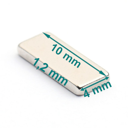 10 X 4 X 1,2 / N38 - Neodüüm magnet (NdFeB)