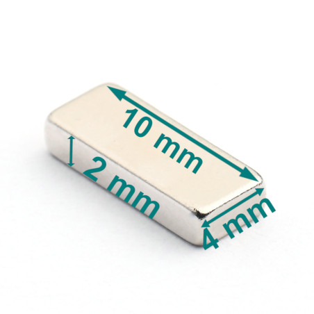 10 x 4 x 2 / N38 - Imán de neodimio (NdFeB)