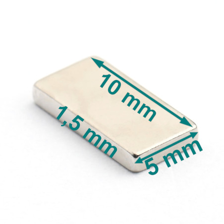 10 x 5 x 1,5 / N38 - Neodymový magnet (NdFeB)