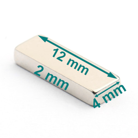 12 x 4 x 2 / N38 - Neodimyum mıknatıs (NdFeB)