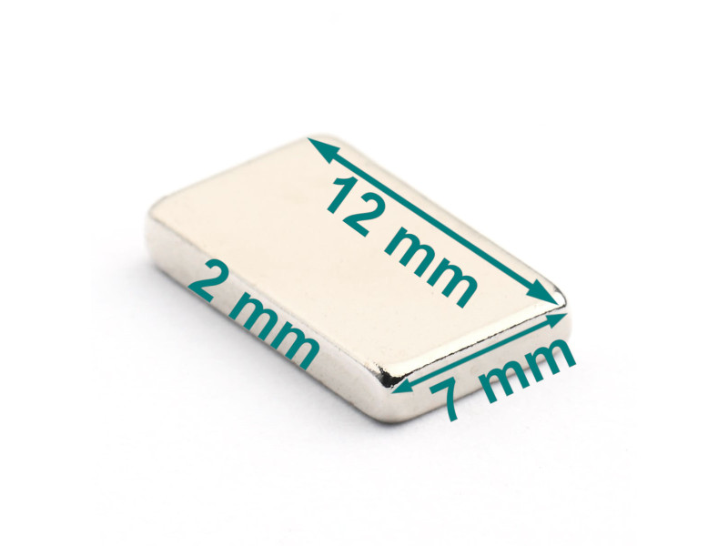 12x7x2 flat neodymium-blokkmagnet