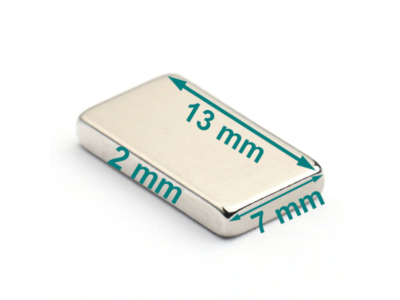 13x7x2 flat neodymium-blokkmagnet