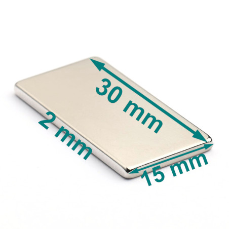 15 x 2 x 30 / N42 - magnet de neodim (NdFeB)