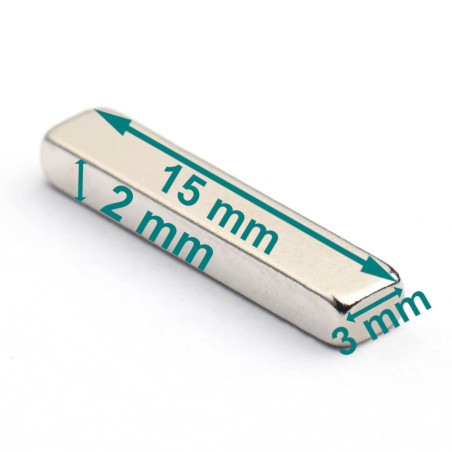 15 x 3 x 2 / N38 - Neodymium magnet (NdFeB)