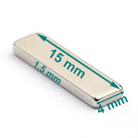 15 x 4 x 1,5 / N38 - Neodymium magnet (NdFeB)