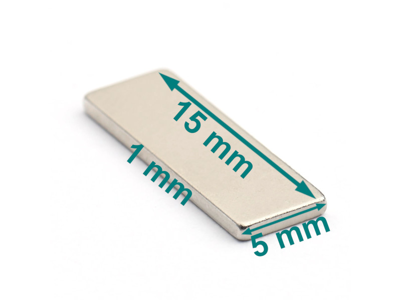 thin flat 15x5x1 neodymium block magnet