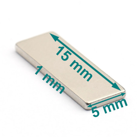 15 x 5 x 1 / N38 - Aimant en néodyme (NdFeB)