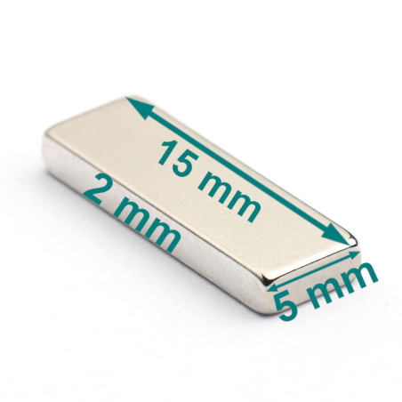 15 x 5 x 2 / N38 - Neodímium mágnes (NdFeB)