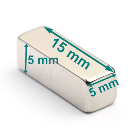 15 x 5 x 5 / N38 - Neodüüm magnet (NdFeB)