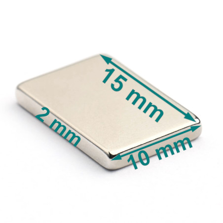 15 x 10 x 2 / N38 - Neodüüm magnet (NdFeB)