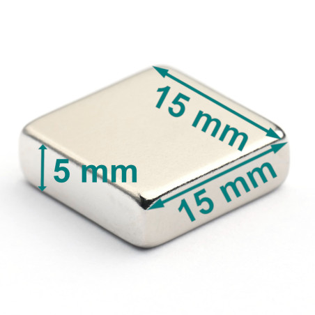 15 x 15 x 5 / N38 - Neodyymimagneetti (NdFeB)