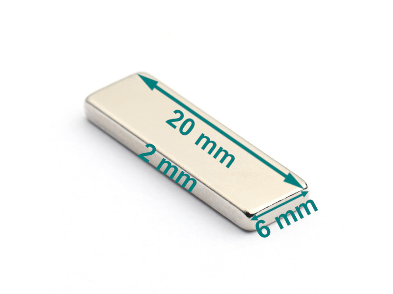 20x6x2 neodymium-blokkmagnet