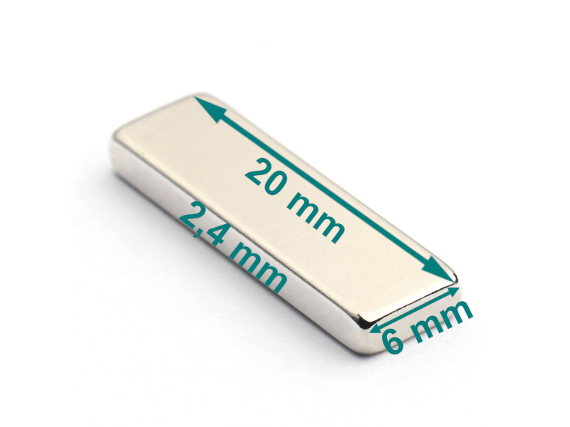 20x6x2,4 neodimski blok magnet