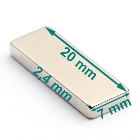 20 x 7 x 2,4 / N38 - Neodymium magnet (NdFeB)