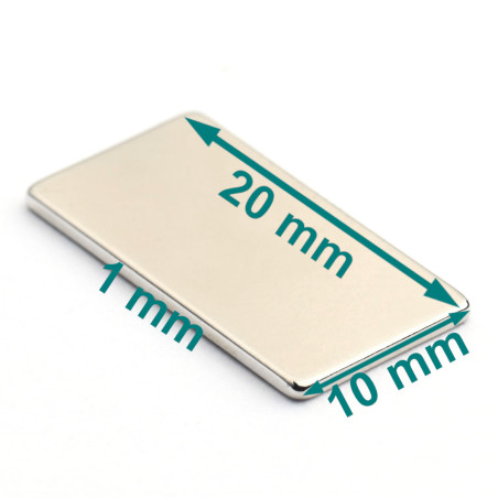 20 x 10 x 1 / N38 - magnet de neodim (NdFeB)