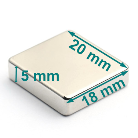 20 x 18 x 5 / N38 - Neodímium mágnes (NdFeB)