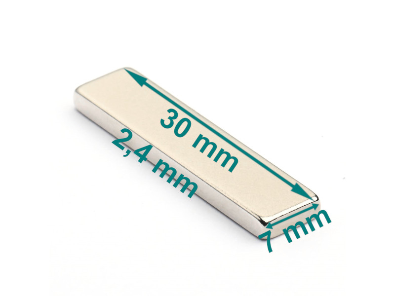 30 x 7 x 2,4 / N38SH - Neodymmagnet (NdFeB)