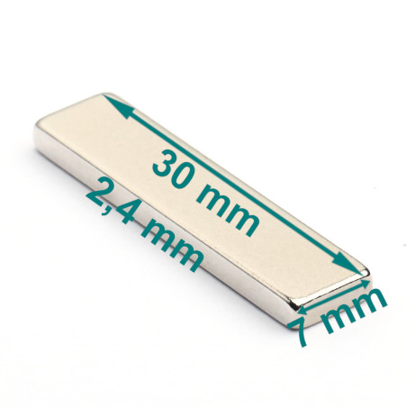 30 x 7 x 2,4 / N38SH - Neodymový magnet (NdFeB)