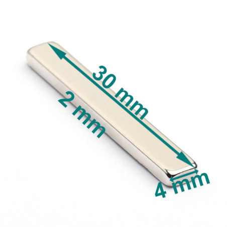30 x 4 x 2 / N38 - Neodüüm magnet (NdFeB)