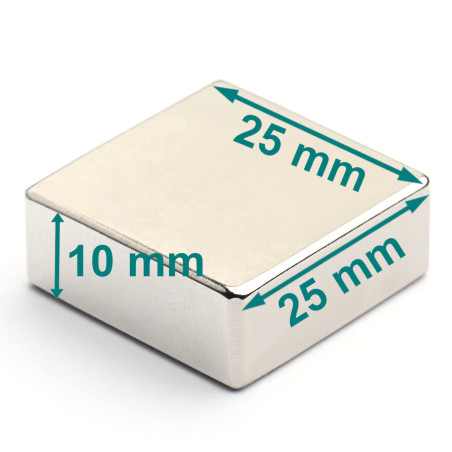 25 x 25 x 10 / N38 - Magnete al neodimio (NdFeB)