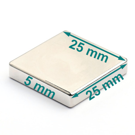 25 x 25 x 5 / N38 - magnet de neodim (NdFeB)