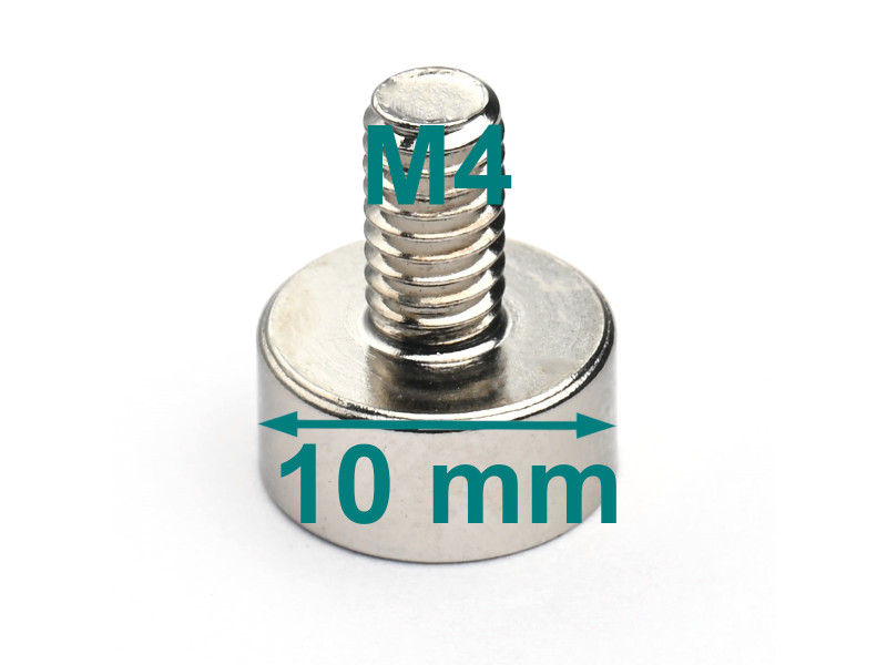 Magnet, premer 10 mm, zunanji navoj M4, neodim