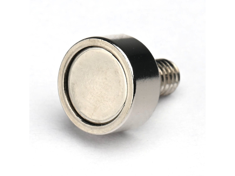 Magnet, diameter 10 mm, M4 utvändig gänga, neodymium
