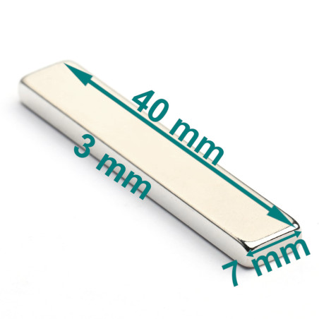 40 x 7 x 3 / N38 - Neodym Magnet (NdFeB)