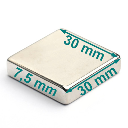 30 x 30 x 7,5 / N38 - Neodymium magneet (NdFeB)