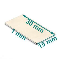 30x15x1 tanek in ploščat neodimov magnet