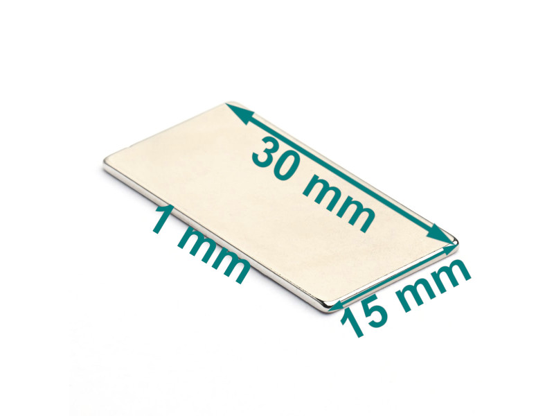 30x15x1 tanek in ploščat neodimov magnet