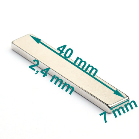 40 x 7 x 2,4 / N38SH - Neodyymimagneetti (NdFeB)