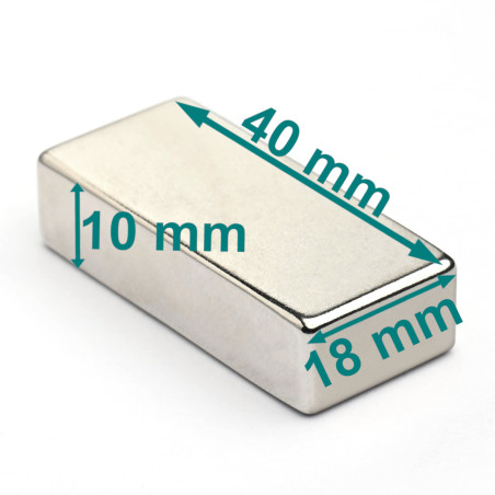 40 x 18 x 10 / N38 - Neodymium magnet (NdFeB)