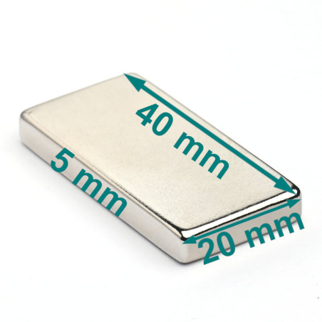 40 x 20 x 5 / N38 - Neodymium magnet (NdFeB)