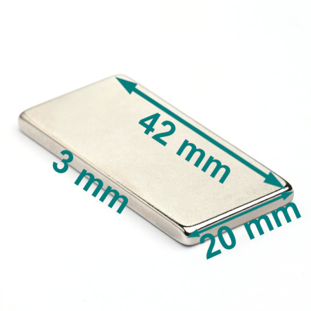 42 x 20 x 3 / N35H - Neodüüm magnet (NdFeB)