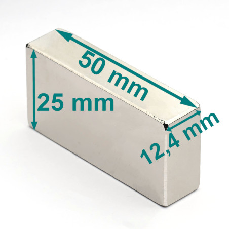 50 x 12,4 x 25 / N38 - Neodym Magnet (NdFeB)