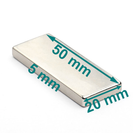 50 x 20 x 5 / N38 - magnet de neodim (NdFeB)