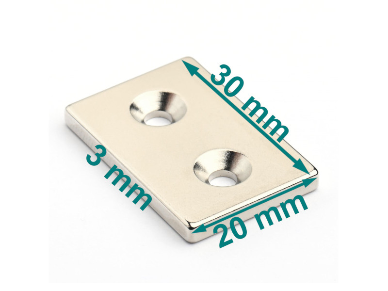 screw-on neodymium block magnet 30x20x3