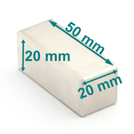 50 x 20 x 20 / N35 - Neodymium magneet (NdFeB)