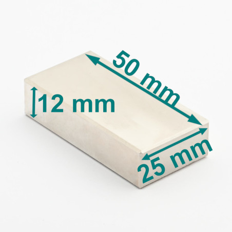 50 x 25 x 12 / N38 - magnet de neodim (NdFeB)