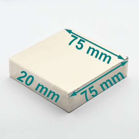 75 x 75 x 20 / N38 - Aimant en néodyme (NdFeB)