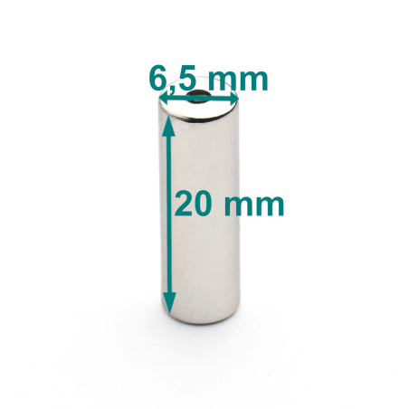 D6,5A x d2 x 20 / N38 - Neodüüm magnet (NdFeB)
