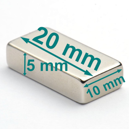 20 x 10 x 5 / N38 - Neodymium magnet (NdFeB)