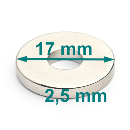 D17 x d6 x 2,5 / N42 - Neodym Magnet (NdFeB)