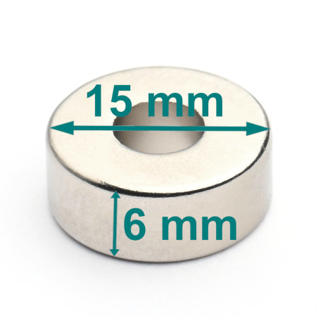 D15 x d6 x 6 / N38 - Neodym Magnet (NdFeB)