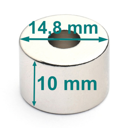 D14,8 x d5,2 x 10 / N38 - Neodymium magnet (NdFeB)